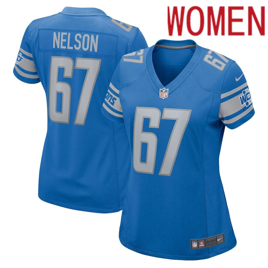 Women Detroit Lions #67 Matt Nelson Nike Blue Game NFL Jersey->women nfl jersey->Women Jersey